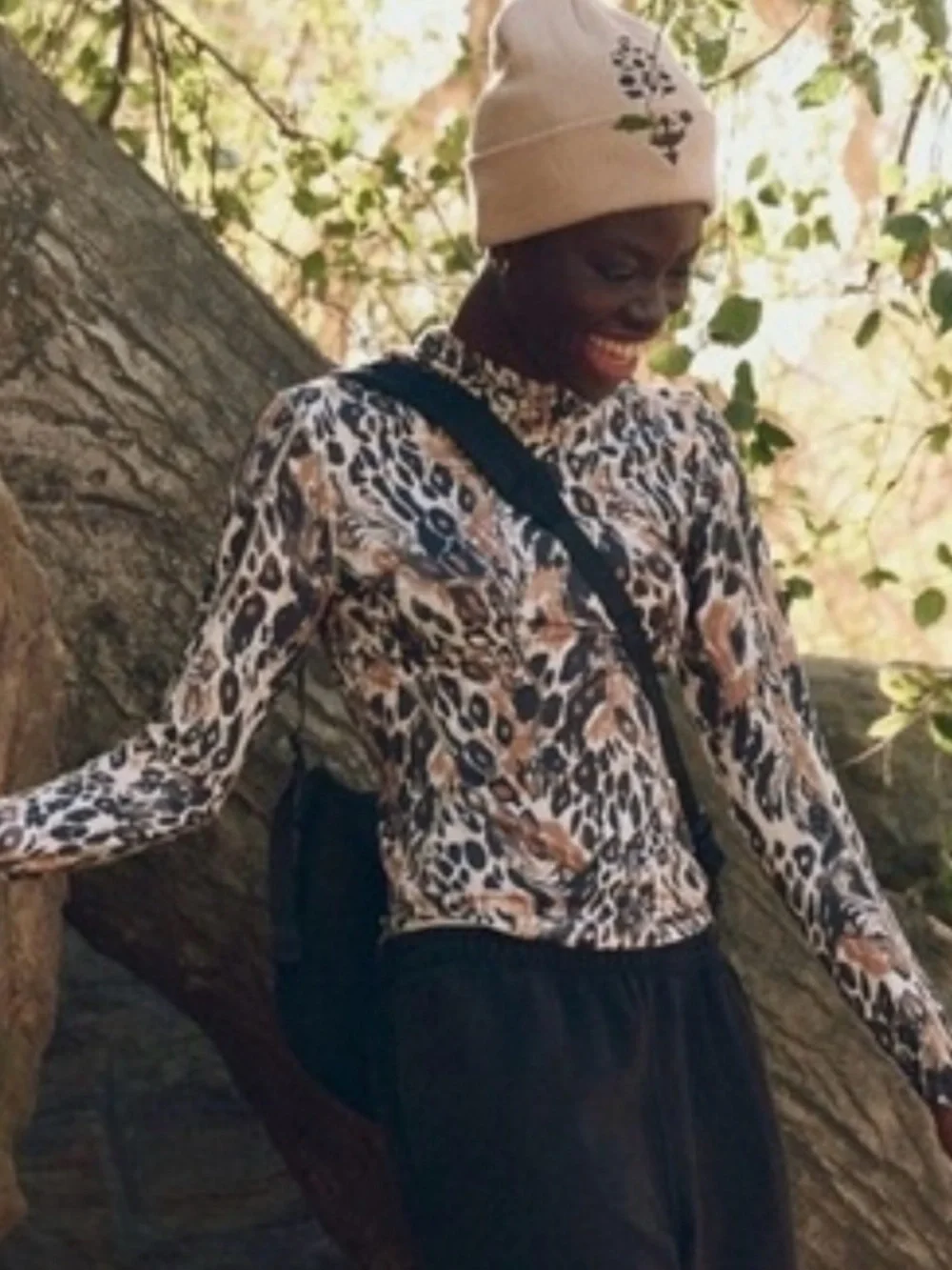 Free People Misty Morning Printed Layer. NWT. Faded leopard combo